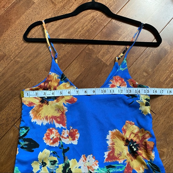 Lulus Blue Floral V Neck Mini Dress XS - Picture 5 of 9